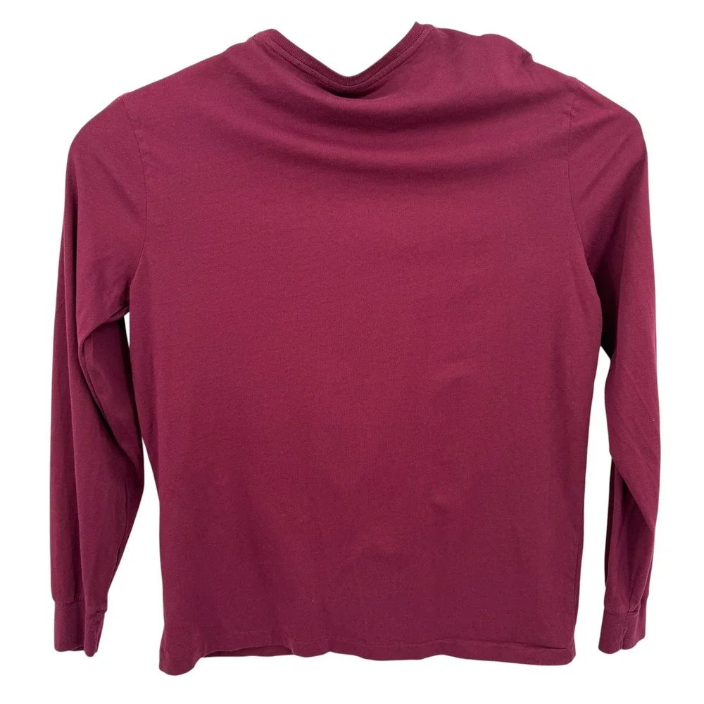 Polo Ralph Lauren T-Shirt Men L Burgundy Long Sleeve Crew Neck Pony Logo Preppy